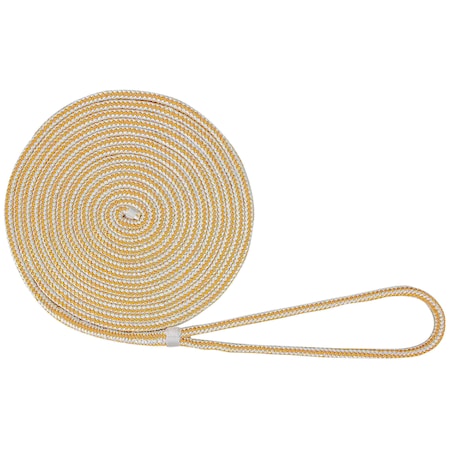 Extreme Max 3006.2090 BoatTector Double Braid Nylon Dock Line - 3/8" x 20', White & Gold 3006.2090