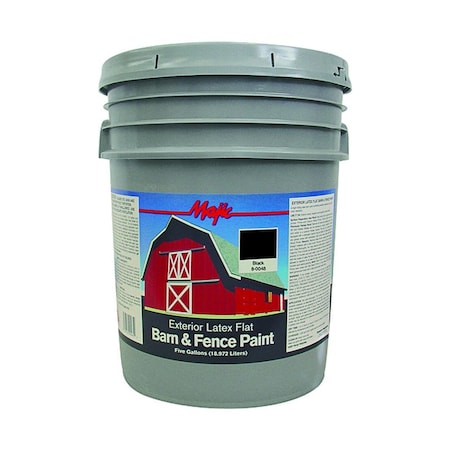 Majic Paints Barn and Fence Paint, Flat, Black, 5 gal Pail 8-0048-5