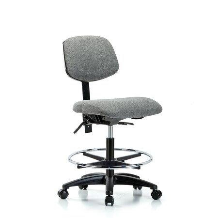 Blue Ridge Ergonomics Chair, Fabric, Med Bench, CF Casters, Gry, No Arms, 22" to 29" Height, Gray BR-FMBCH-RG-T0-A0-CF-RC-F44