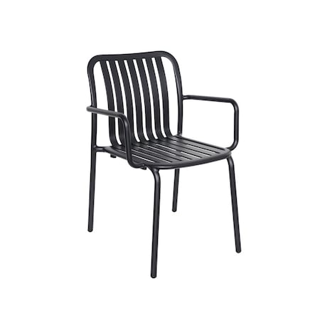 Bfm Seating Key West - Vertical Slat Stacking Armchair - Powder Coated Aluminum - Black PHKWAC-BL