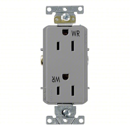 Leviton Plugs and Receptacles, PK10 WDR15-GY