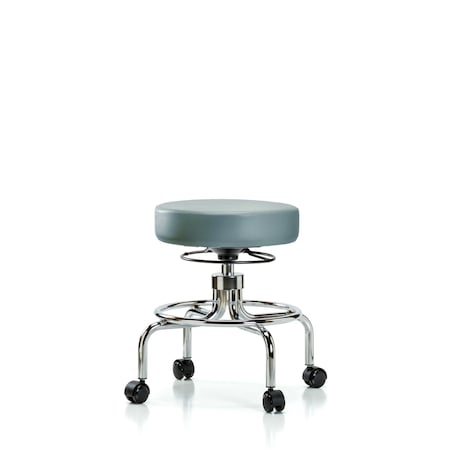 Blue Ridge Ergonomics Vinyl Screw-Lift Stool, Med Bench, Casters, Storm BR-VSLMD-CR-RC-8822