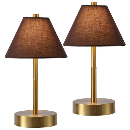 Cordelia 11.2 in. Vintage Metal Cordless Rechargeable Integrated Dimmable LED Table Lamp w/Touc, 2PK