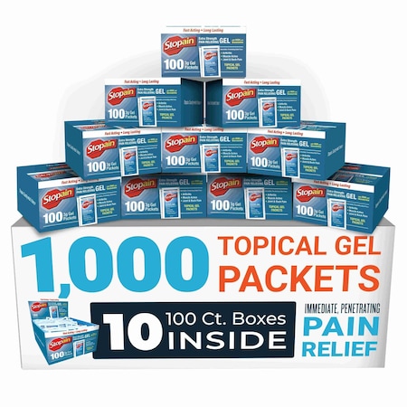 Stopain Extra Strength Topical Pain Relief, 8% Menthol, 100x3g Gel Packet Dispenser, 10PK 5-880-002