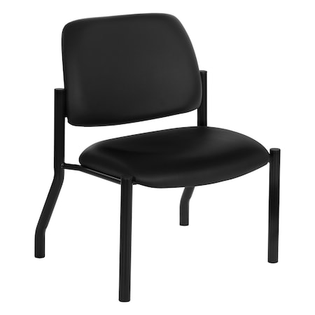 Office Star Products Big and Tall Armless Guest Chair in Faux Black Leather with Sturdy Black Metal Frame 55054B-U6