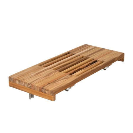 Homeroots 24" Brown Wall Mount Teak Rectangular Shower Bench 549373