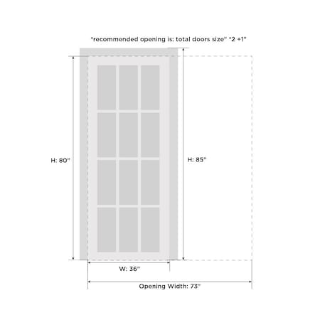 Sartodoors Pocket Interior Door, 36" x 80", White QUADRO4115PD-WS-36