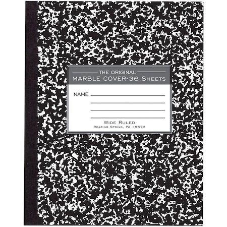 Roaring Spring Paper Products MARBLE COVER COMPOSITION BOOK, WIDE RULE, 8-1/2 X 7, 36 PAGES 77332