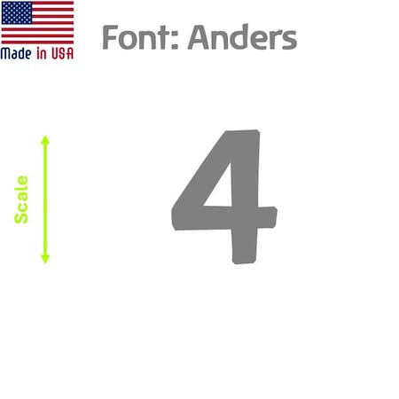 Aacc Self-Adhesive Vinyl Number: 4, Size: 5 in. Color: Gray Font: Anders, 1 sticker AACC-Anders-N4-Gray-I5x1