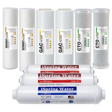 Ispring Standard 6-Stage Reverse Osmosis RO Systems 1-Year Replacement Cartridge Pack Set, with Alkaline Mi F9KUS