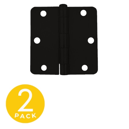 Global Door Controls 3.5 in. x 3.5 in. Matte Black Full Mortise Residential 1/4 in. Radius Standard Door Hinge, 10PK CP3535-1/4-US19-M