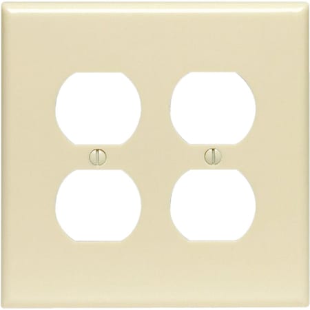 Leviton Mid-Way 2-Gang Smooth Plastic Outlet Wall Plate Ivory 001-80516-00I