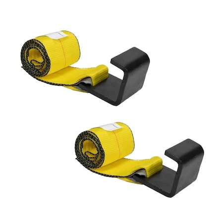 Mytee Products 4 in x 5 ft Roll off Container Winch Strap w/ Flat Hook, 2PK WS4x5CHx2