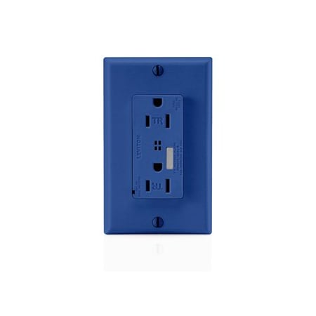 Leviton Surge Protector Receptacle, 15 Amp, 125 Volt, 5-15R NEMA, Blue T7280-B
