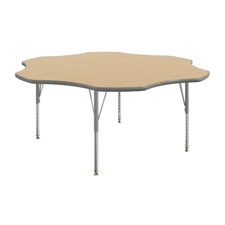 Flash Furniture Wren 60 in Flower Adjustable Height Activity Table, Thermal Laminate Top, Short Legs, Light Natural XU-A60-FLR-LTNAT-T-P-GG