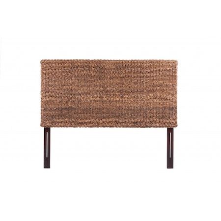 Homeroots Brown Natural and Rustic Woven Banana Leaf Straight Queen Size Headboard 474692