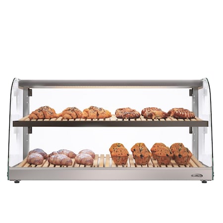 Koolmore 40 in. Glass Countertop Dry Bakery Display Case with Two Shelves and Bamboo Trays, 5.3 cu. ft. DC-53C-B