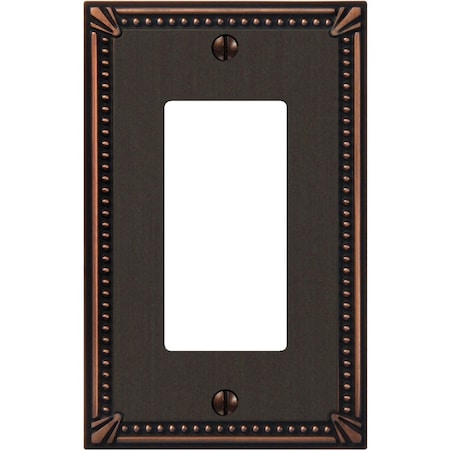 Amerelle Imperial 1-Gang Bead Cast Metal Rocker Decorator Wall Plate Aged Bronze 74RDB