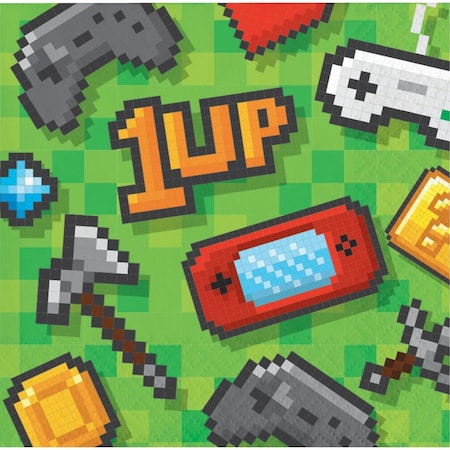 Omg 1 in. Video Game Party Beverage Napkins, 16PK OM3524099