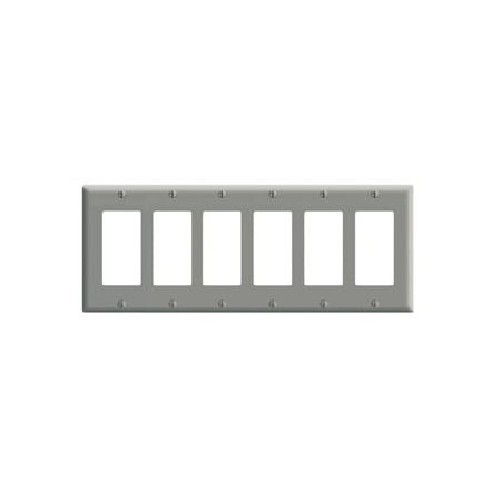 Leviton Decora Wallplate, Standard Size, Gang 6, Gray 80436-GY