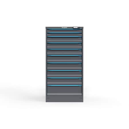 Strong Hold 10 drawer cabinet - (2x 2ft, 3x 4ft, 4x 5ft, 1x 8ft) - Blue accents - E-Lock w/ Tracking S3060-PPTAS-1002FS