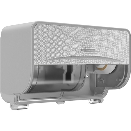Kimberly-Clark Professional Toilet Paper Dispenser, ICON, Coreless, Horizontal Double Roll, Plastic, Silver 53698