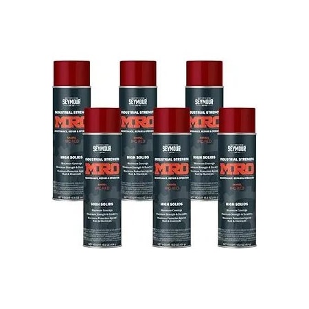 Seymour Midwest MRO Industrial High-Solids Spray Paint, IHC Red, 16 oz, 6PK 6201441