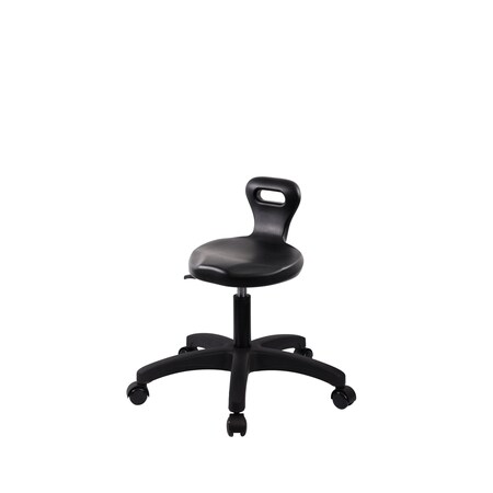 Blue Ridge Ergonomics Polyurethane Serpent Stool - Desk Height with Casters in Black Polyurethane PSPDHSL-RG-RC-BLK