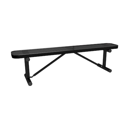Leisure Craft 6' Standard Bench With No Back, Perforated Metal, Portable, Black B6XPP-PERF-BLACK