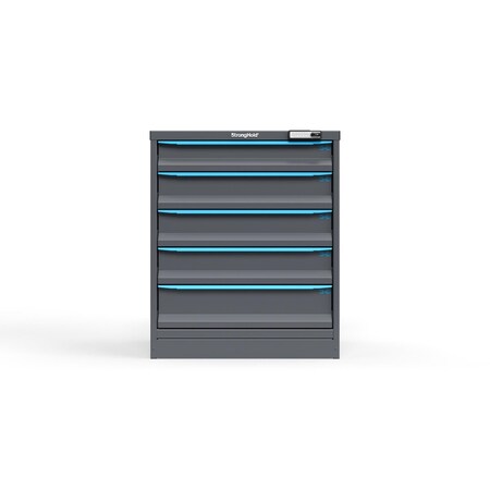 Strong Hold 5 drawer cabinet - (1x 4ft, 3x 5ft, 1x 6ft) - Blue accents - Electronic Lock S3036-PPRAS-0506FS