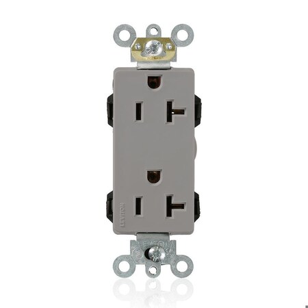 Leviton Straight Blade Receptacle, 5-20R, 20 A, 125V AC, Flush Mount, Self-Grounded M1636-GY