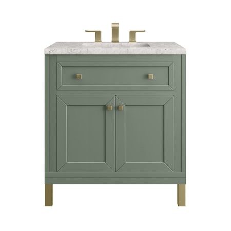 James Martin Vanities Chicago 30 in. Single Vanity, Smokey Celadon, w/ 3 CM Eternal Jasmine Pearl Silestone Top 503-V30-SC-3EJP