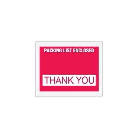 Bubblefast 4 1/2 x 5 1/2'' Red ''Packing List Enclosed - Thank You'' Envelopes, 1000PK BFPL480