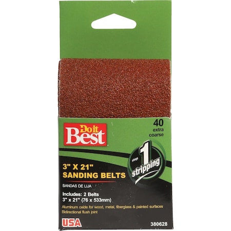 Do It Best 3''x21'' 50 Grit Hvy Dty Sanding Belt, 2PK BELT3X211PK60