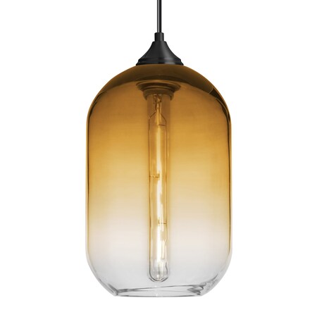 Besa Lighting Besa Omega 12 Pendant, Amber/Clear, Black Finish, 1x 4W MAX E26 Base 1JT-OMEGA12AM-EDIL-BK