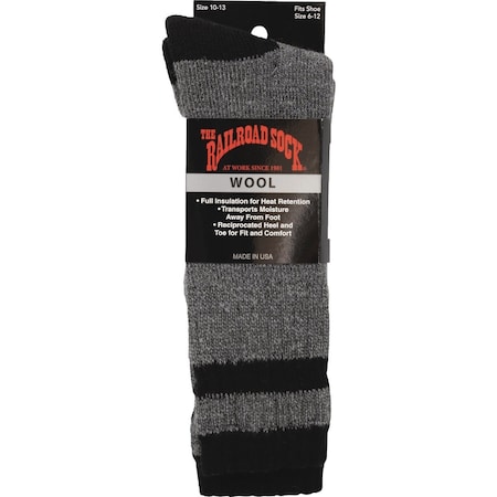 Railroad Sock Mens Black Stripe Wool Sock 2962 BK