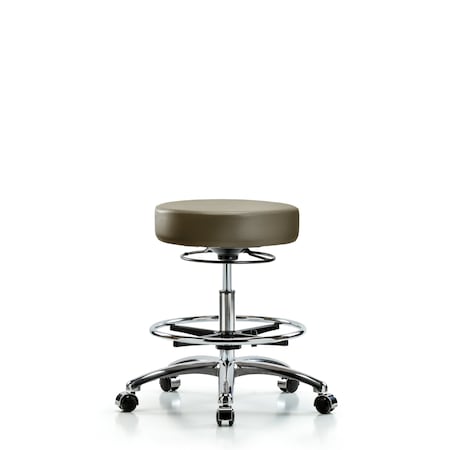 Blue Ridge Ergonomics Vinyl Stool, Chrome, Med Bench, Foot Ring, Casters, Royal BR-VMBSO-CR-CF-CC-8809