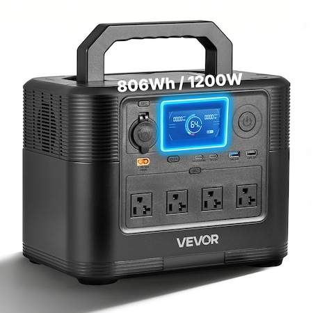 Vevor Portable Power Station 1200W 806Wh Solar Generator for Home Camping Travel M9