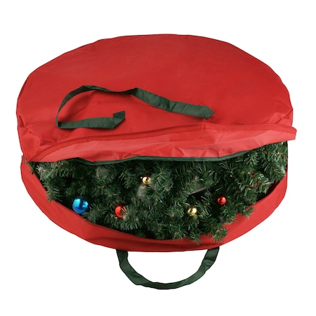Elf Stor Wreath Storage Bag 30in Round Holder for Holiday Decorations Zippered Canvas Storage Container Tote 83-DT5014