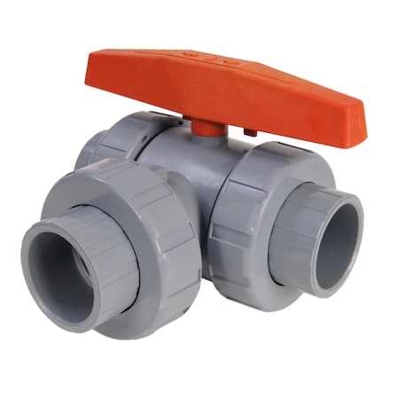 Hayward Flow Control Manual 3-Way Ball Valve, 2", CPVC LA2200STE
