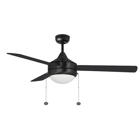 Westgate 52in 3-BLADE CEILING FAN AND LIGHT 3CCT 19W INTEG. LED PULL CH. BLACK AND BLACK BLADES, 20W WFL-112-PC-3B-52-MCT-BK-BK