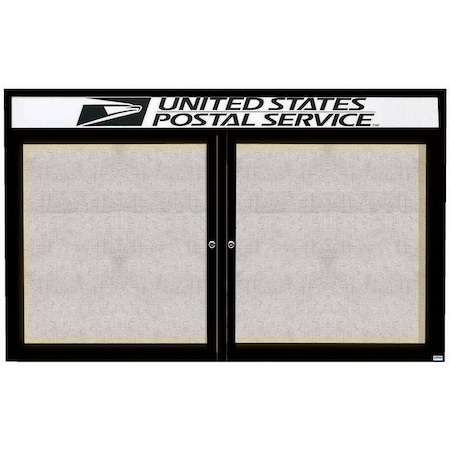 Aarco Illuminated Outdoor Enclosed Bulletin Board w/ Al Frame Header, Powder Coated Black, 48''Hx72''W ODCC4872RHIBK