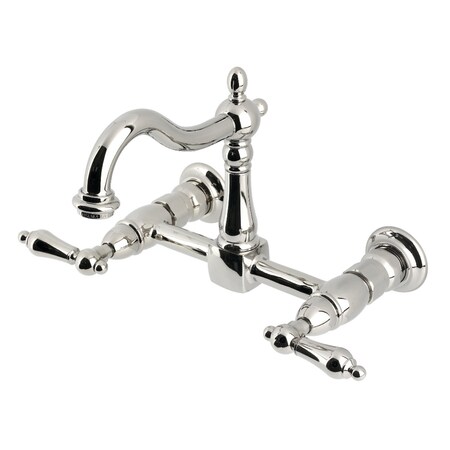 Kingston Brass Two-Handle Wall Mount Bridge Kitchen Faucet, Polished Nickel KS1266AL