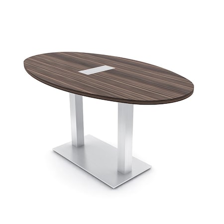 Skutchi Designs Boval Conference Table With Power Unit, 36 in W, 60 in L, Brown HAR-BOVL-36X60-DOU-H3041-ESIL