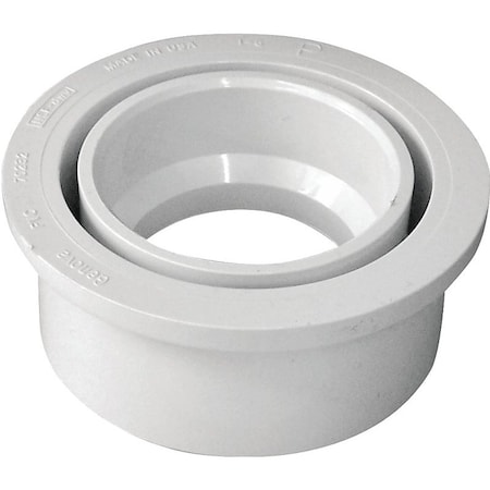Canplas Reducing Pipe Bushing, 3 x 2 in, Spigot x Hub, PVC, White 192754