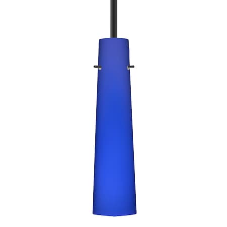 Besa Lighting Besa Camino Stem Pendant, Cobalt Blue Matte, Black Finish, 1x 5W LED 1TT-5674CM-LED-BK