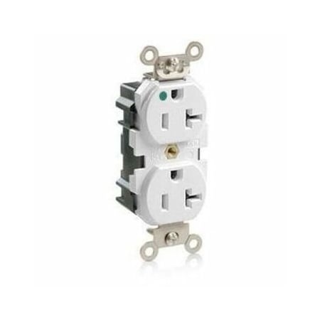 Leviton Lev-Lok Hospital Grade Tamper-Resistant Duplex Receptacle, 20 Amp, 125 Volt MT830-W