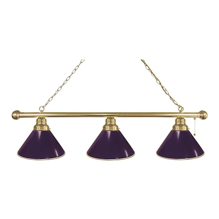 Holland Bar Stool Co Purple 3 Shade Billiard Light, Brass Fixture BL3BRPurp