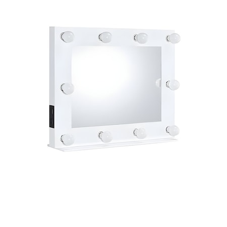 Homeroots 26" White Metal Framed Mounted Accent Mirror 485930