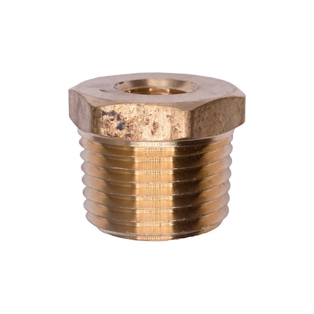 Auveco Brass Threaded Reducing Bushing 1/2in Exterior Threads 1/8in Interior Threads, 5PK 302